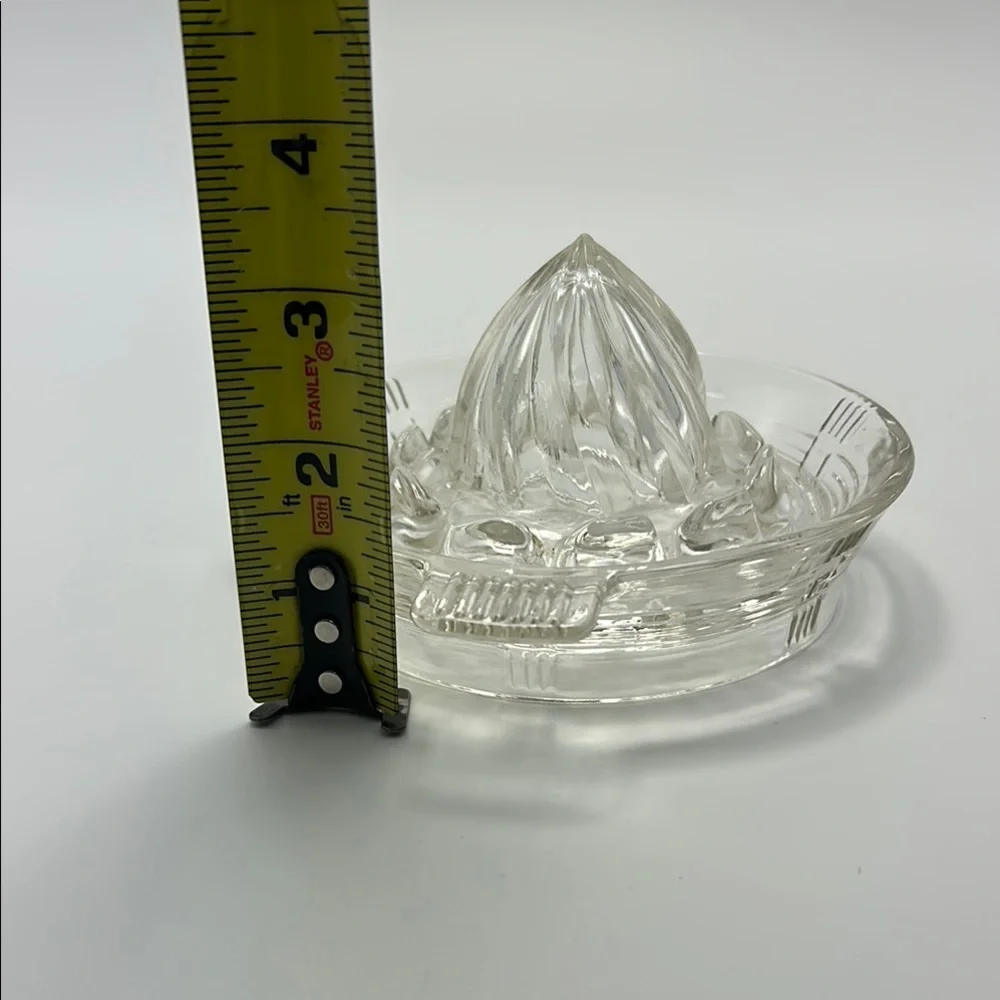 Vintage Hazel-Atlas Footed Glass Juicer Clear Handle Criscross Design